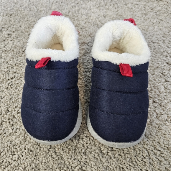 LANDS' END toddler sherpa slippers, water resistant, adjustable back, navy SZ 9 - Picture 2 of 6